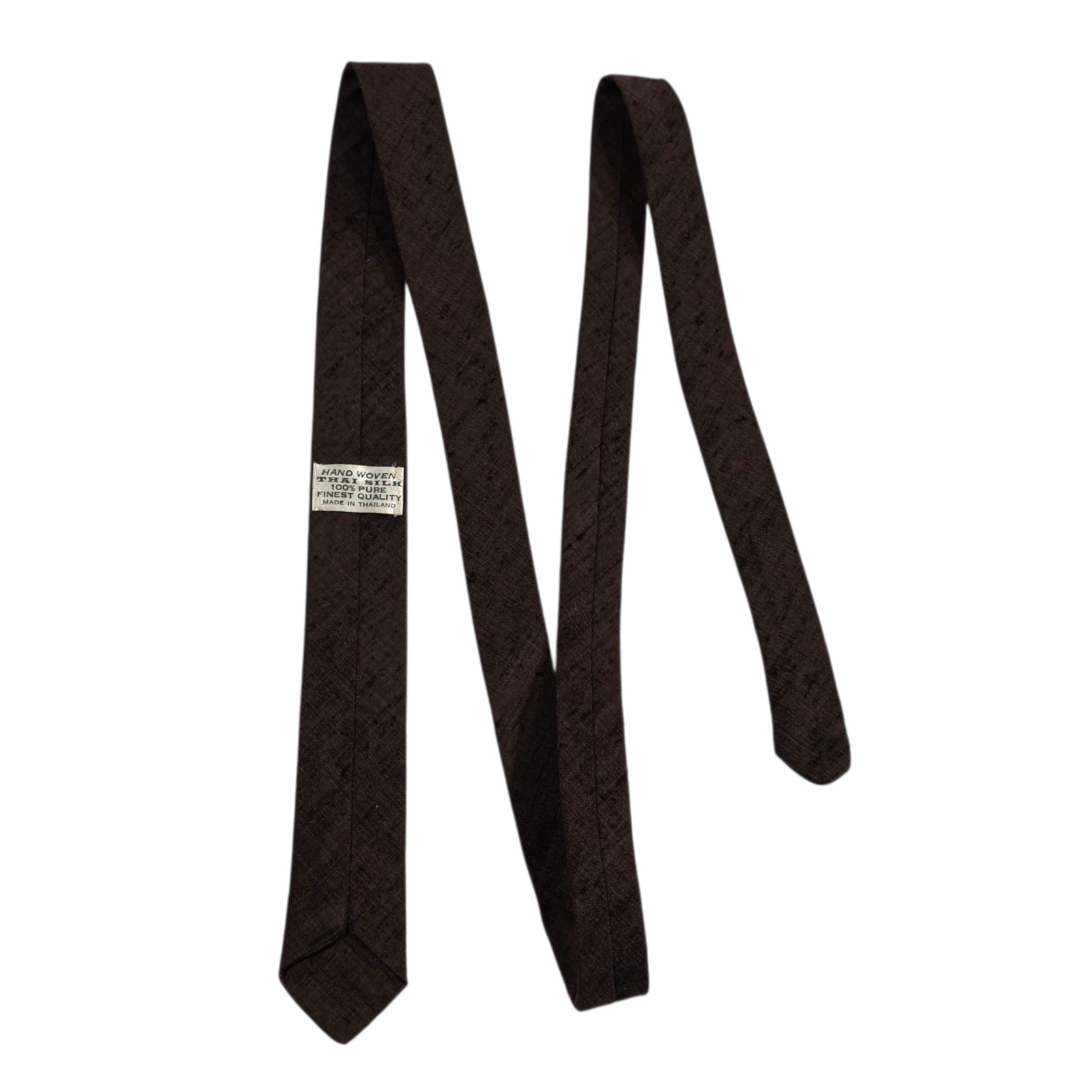 Thai Silk Mens Necktie Brown Luxury Skinny Short Pure Silk Handmade Woven